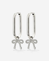 Dotted Ribbon Oval Hoop Set Small Silber