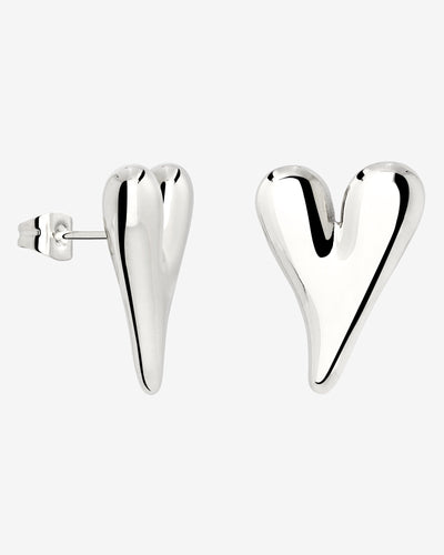 Flowy Heart Studs Large Silber
