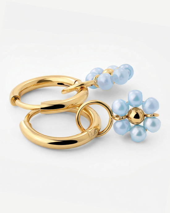 Forever Blue Daisy Hoop Set Small Gold