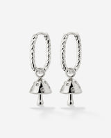 Cute Mushroom Twisted Oval Hoop Set Baby Silber