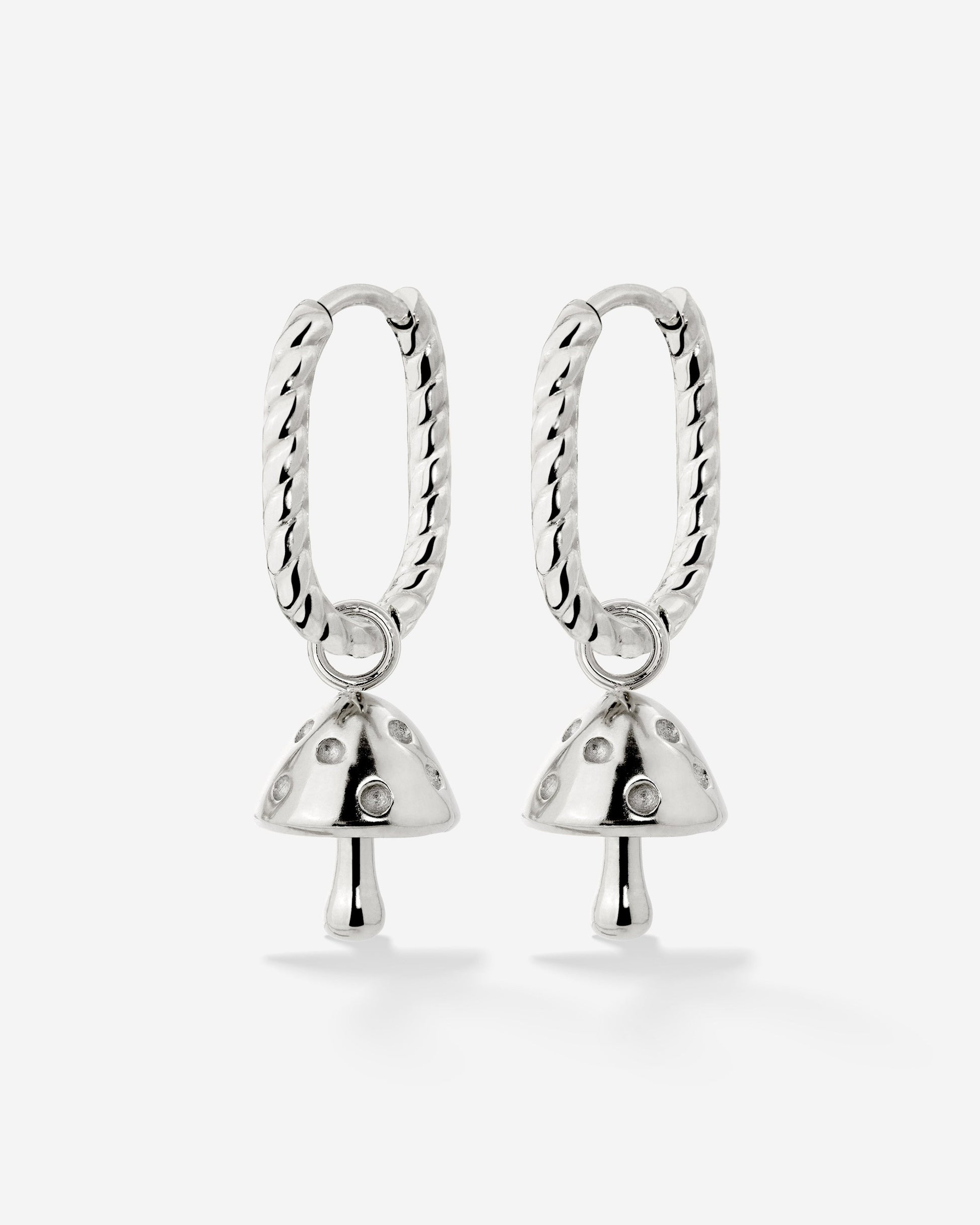 Cute Mushroom Twisted Oval Hoop Set Baby Silber
