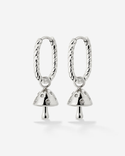 Cute Mushroom Twisted Oval Hoop Set Baby Silber