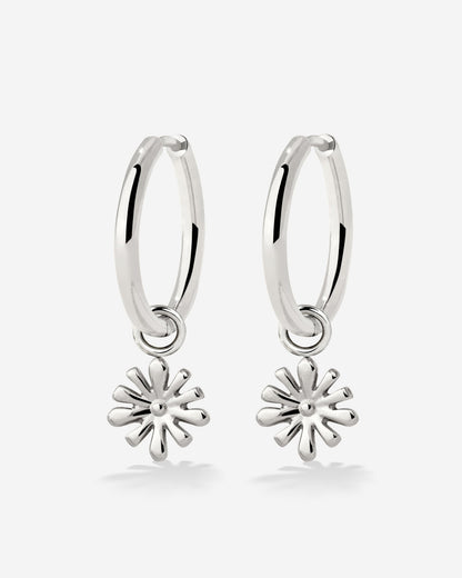 Flowery Hoop Set Medium Silber