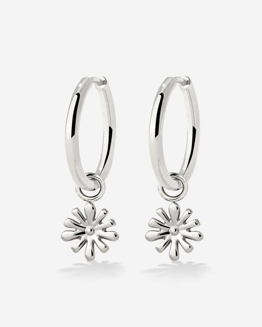 Flowery Hoop Set Medium Silber