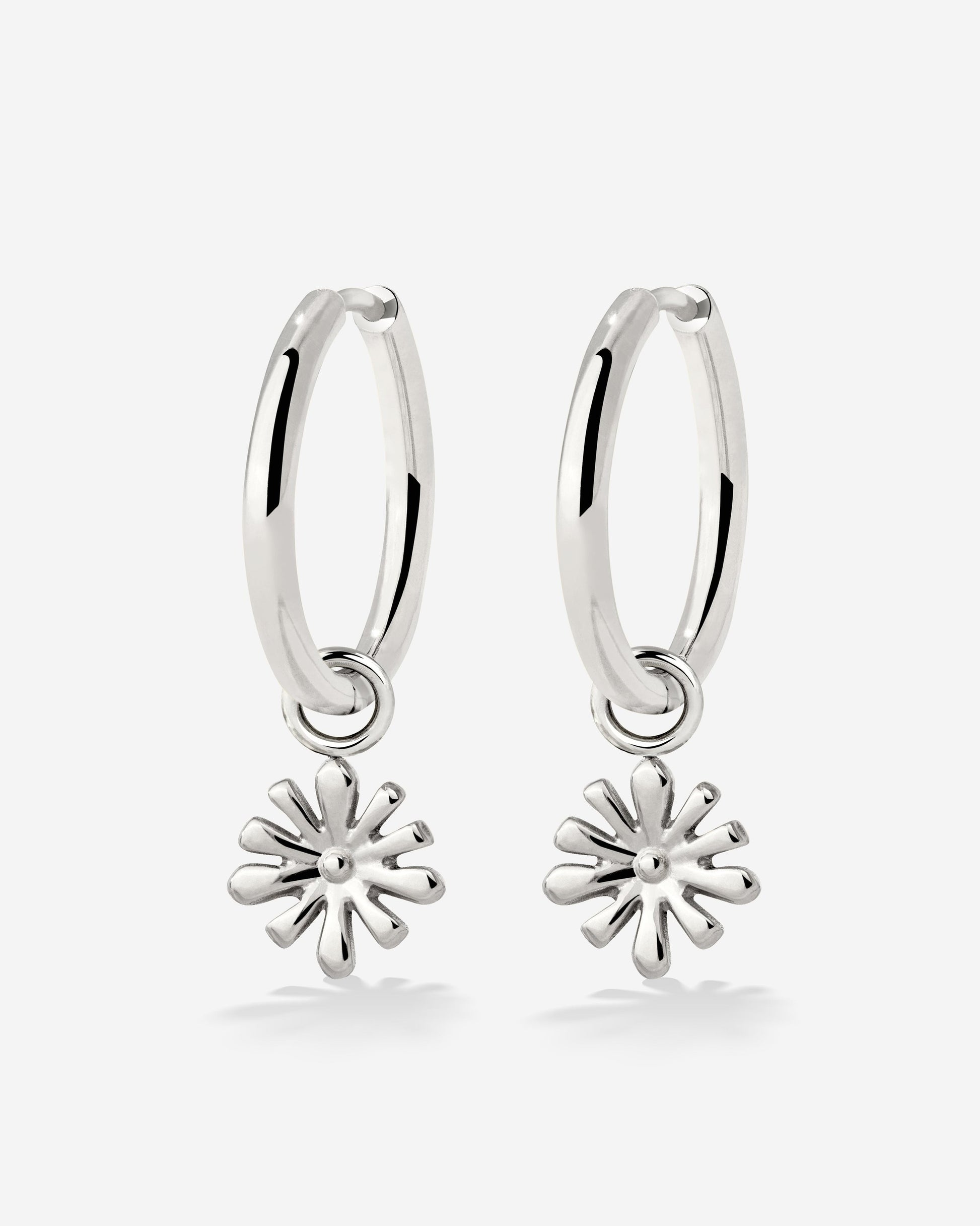 Flowery Hoop Set Medium Silber