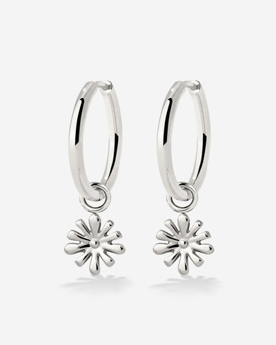 Flowery Hoop Set Medium Silber
