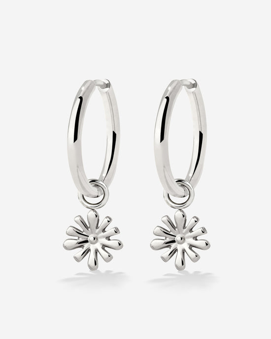 Flowery Hoop Set Medium Silber