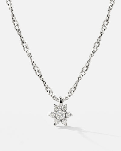 Sparkling White Petal Necklace Silber