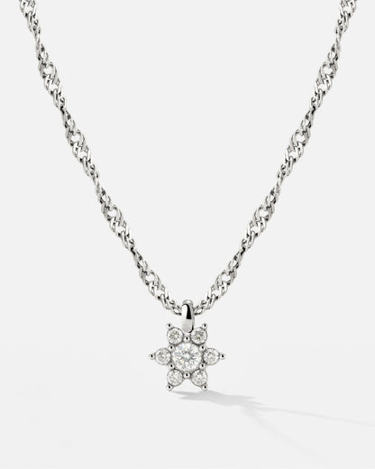 Sparkling White Petal Necklace Silber