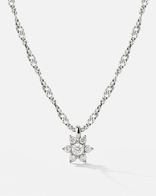 Sparkling White Petal Necklace Silber