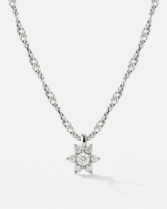 Sparkling White Petal Necklace Silber