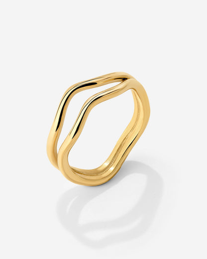 Double Wave Ring Gold