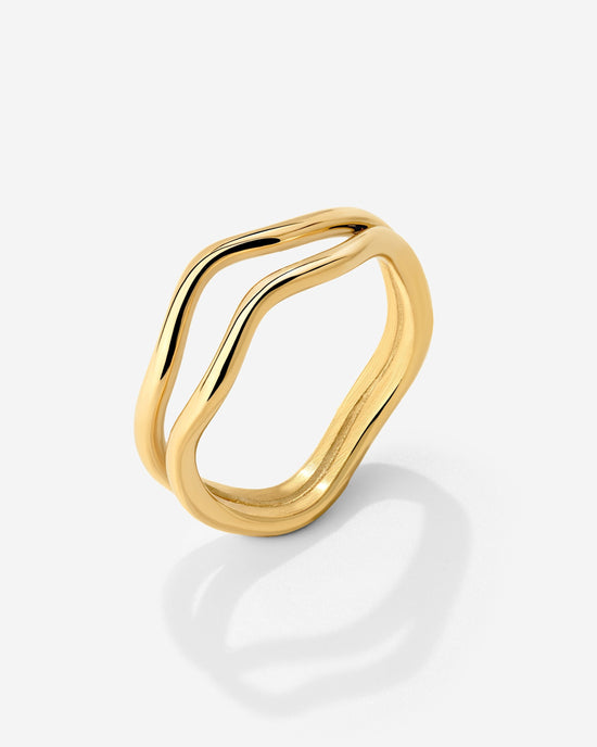 Double Wave Ring Gold