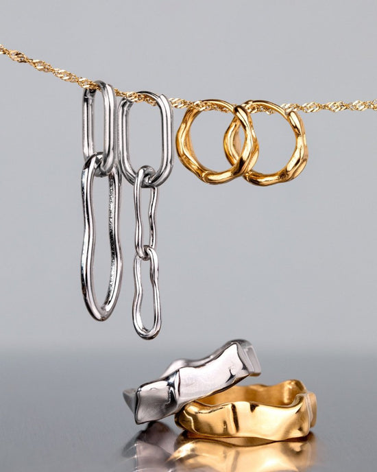 Blending Shapes Oval Hoop Set Baby Gold