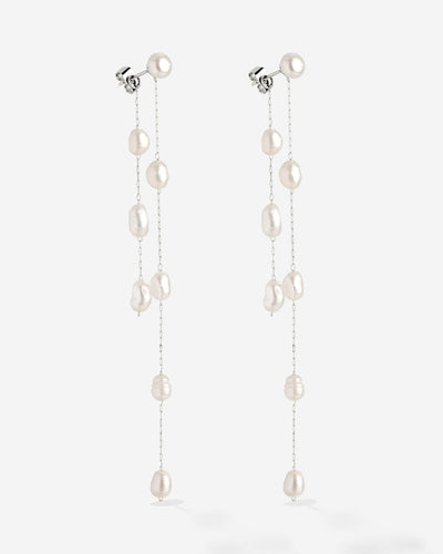 Jules Unique Pearl Fall Studs Silber