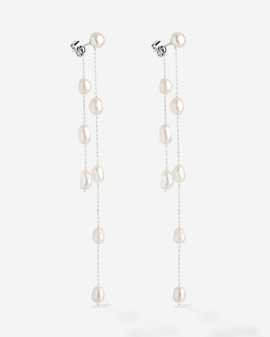 Jules Unique Pearl Fall Studs Silber