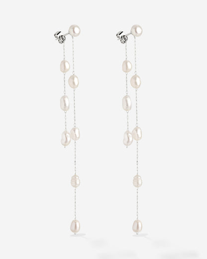 Jules Unique Pearl Fall Studs Silber