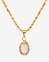 Blush Quartz Necklace Gold