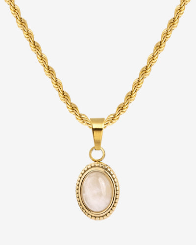 Blush Quartz Necklace Gold