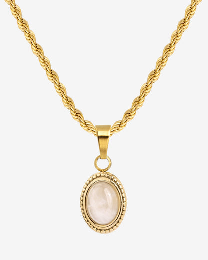 Blush Quartz Necklace Gold