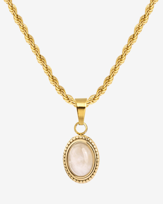 Blush Quartz Necklace Gold