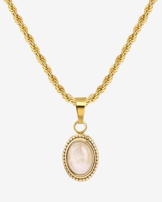 Blush Quartz Necklace Gold