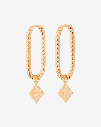 Rombo Oval Twisted Hoops Small Roségold