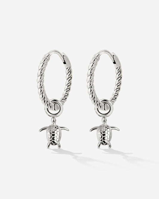 Sea Turtle Twisted Hoop Set Small Silber