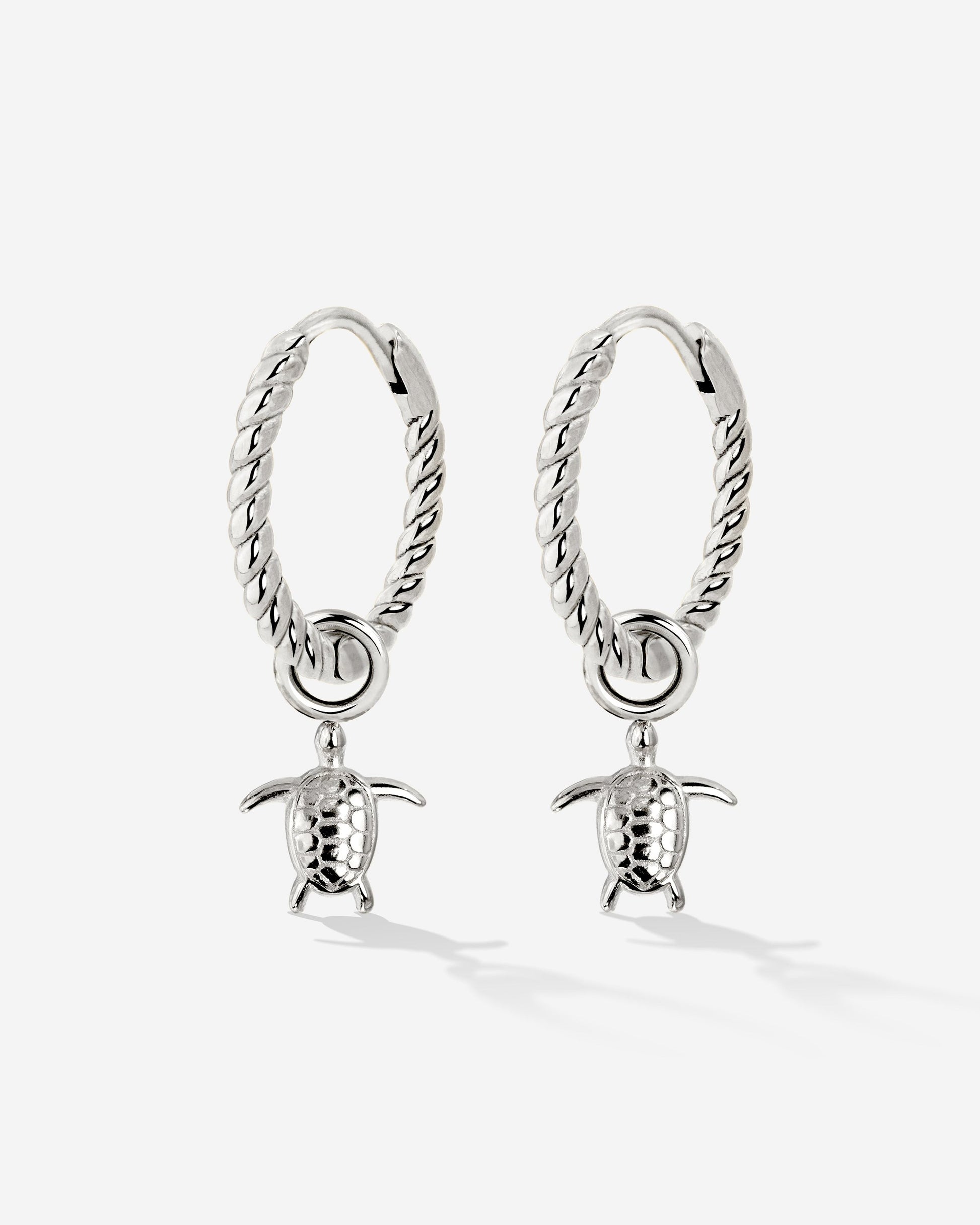 Sea Turtle Twisted Hoop Set Small Silber