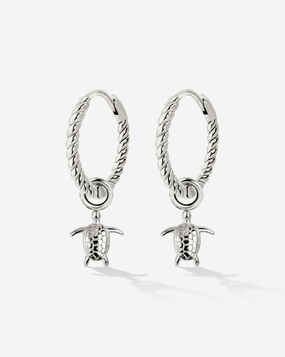 Sea Turtle Twisted Hoop Set Small Silber