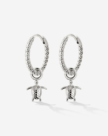 Sea Turtle Twisted Hoop Set Small Silber