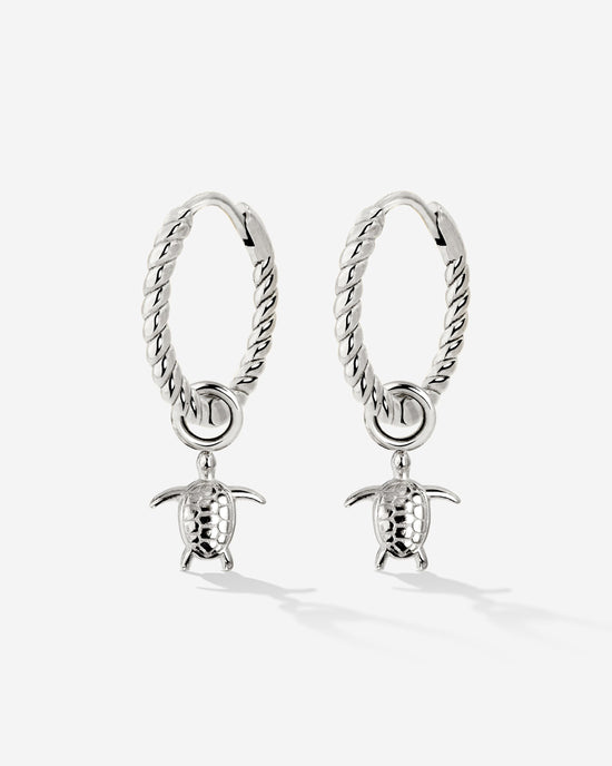 Sea Turtle Twisted Hoop Set Small Silber