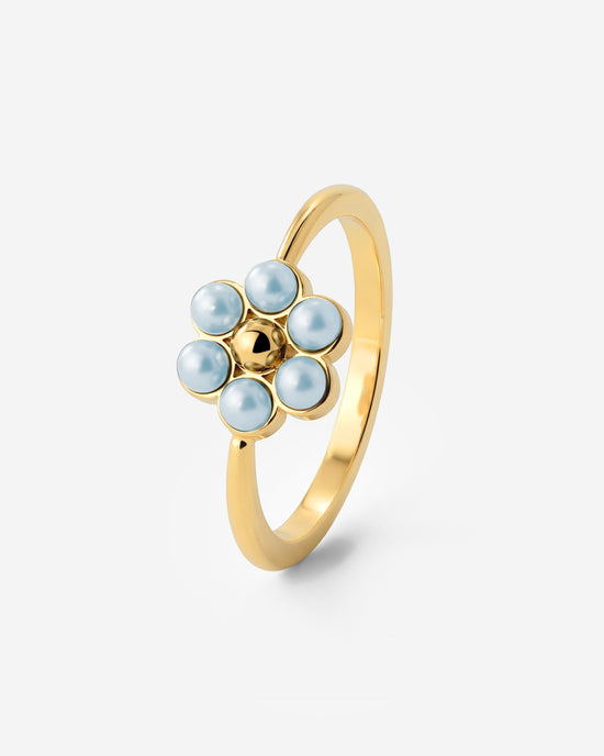 Forever Blue Daisy Ring Gold