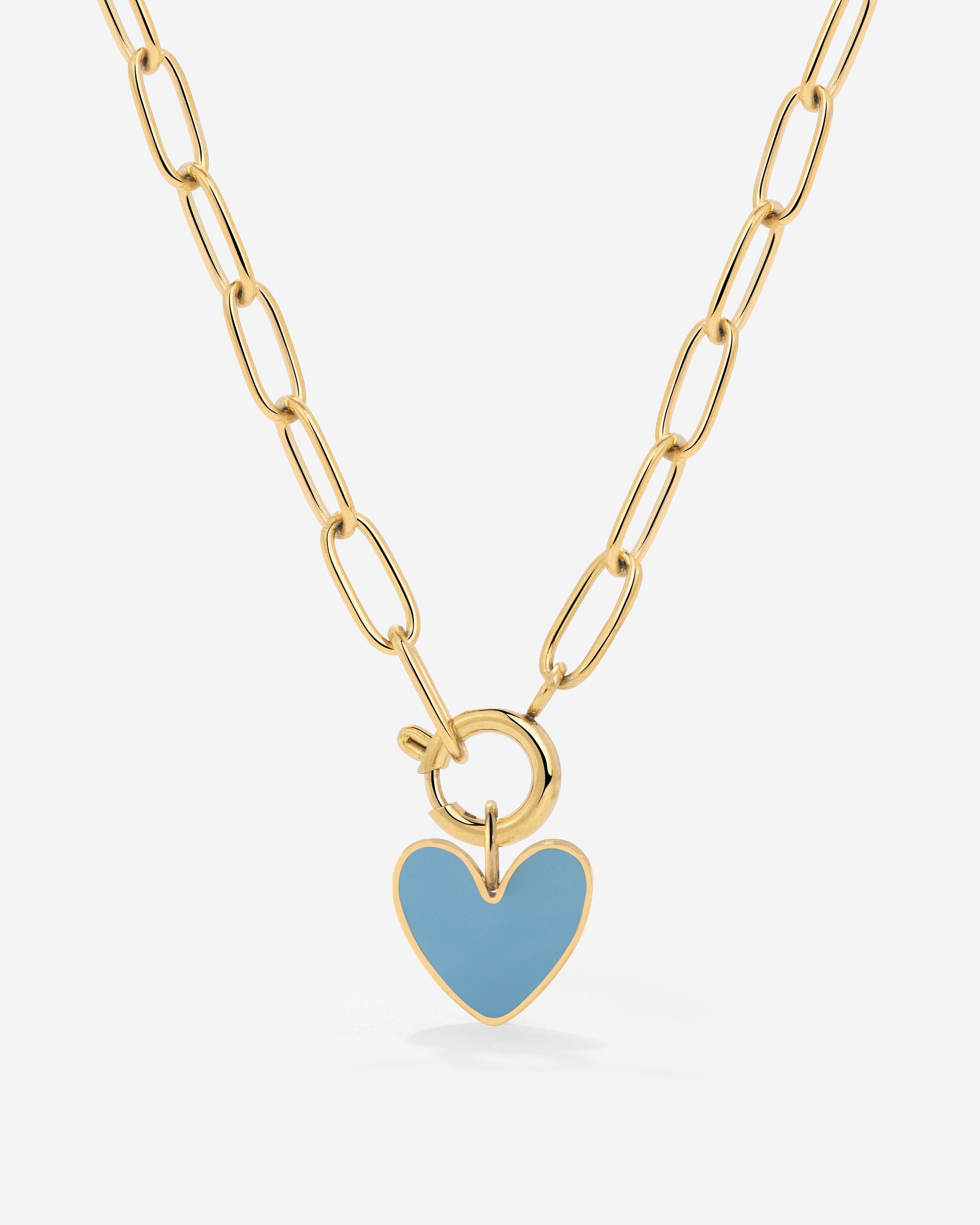 Blue Heart Oval Links Necklace Set Gold