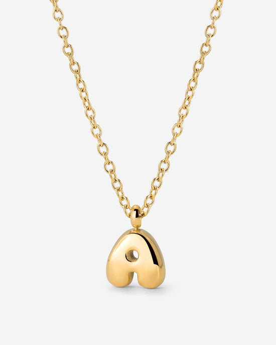 Bubble Letter Necklace Gold