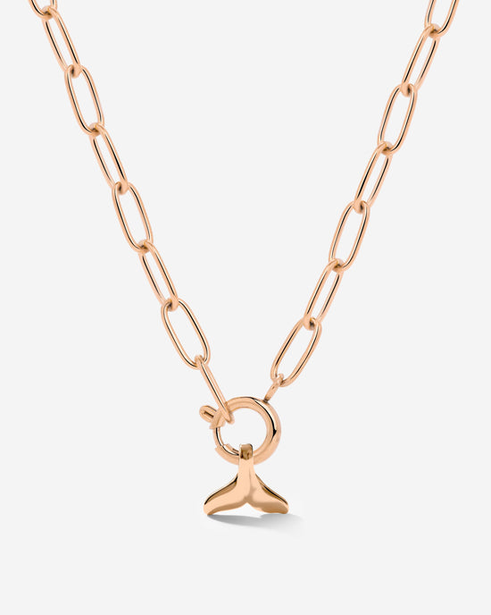Whale Tail Oval Links Necklace Set Roségold