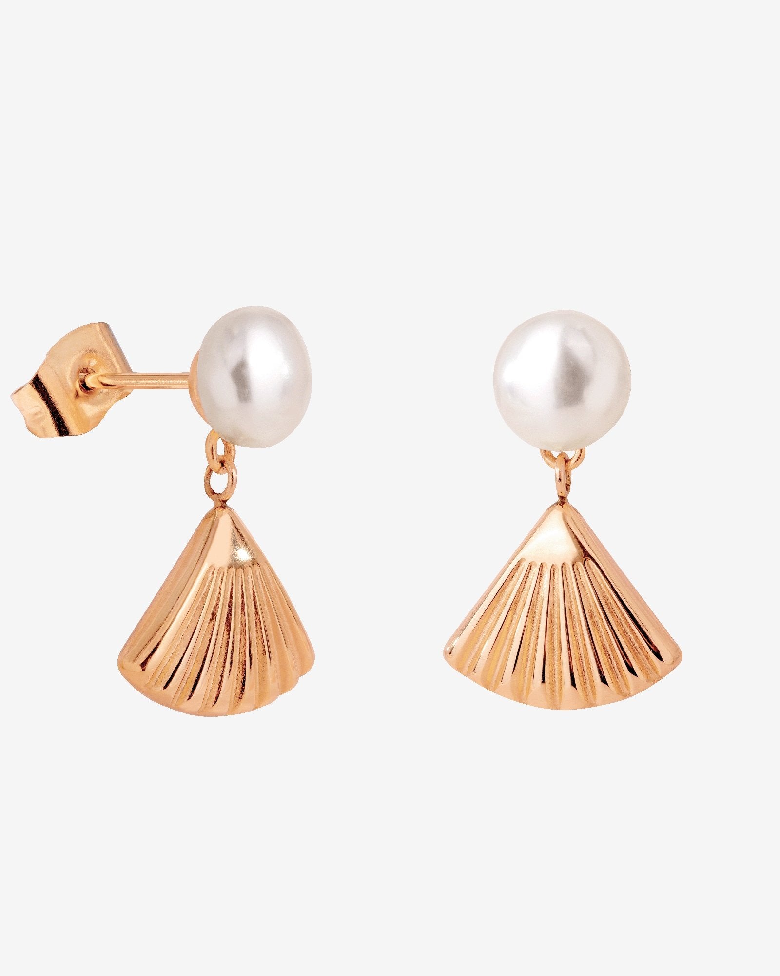 Pearl & Fan Studs Roségold