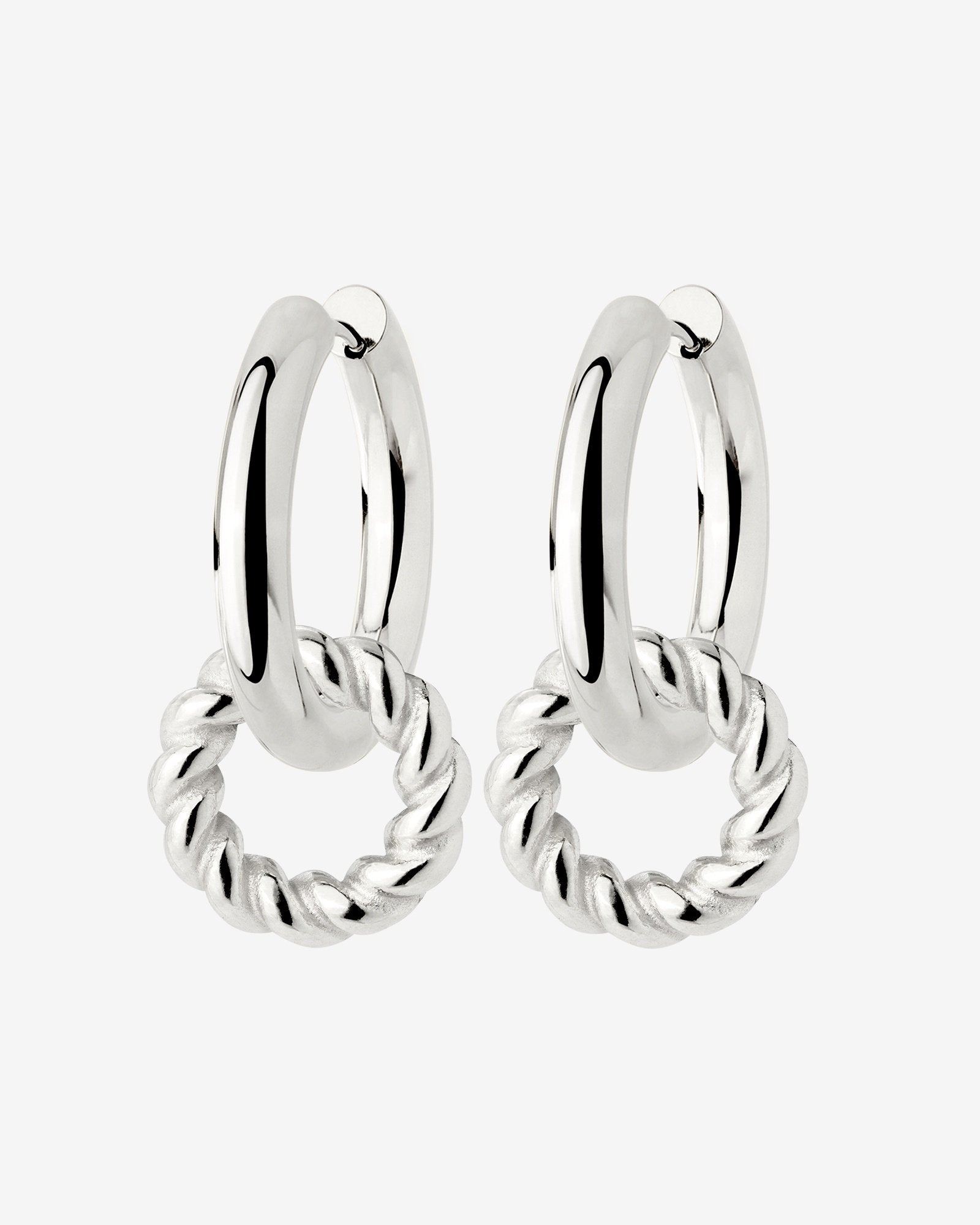 Chunky Twisted Donut Hoop Set Medium Silber