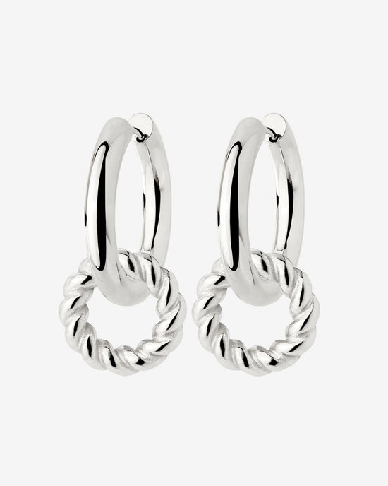Chunky Twisted Donut Hoop Set Medium Silber