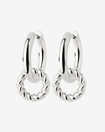 Chunky Twisted Donut Hoop Set Medium Silber