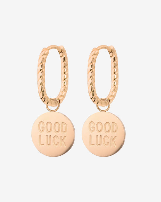 Good Luck Coin Oval Twisted Hoop Set Baby Roségold