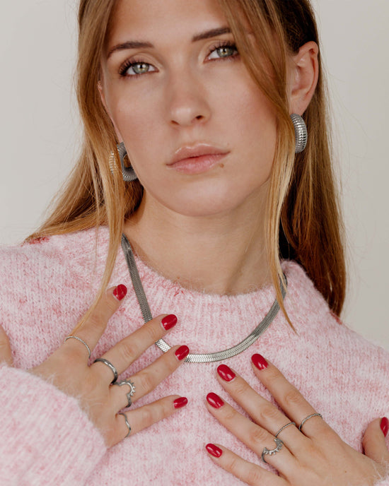 Bold Herringbone Necklace Silber