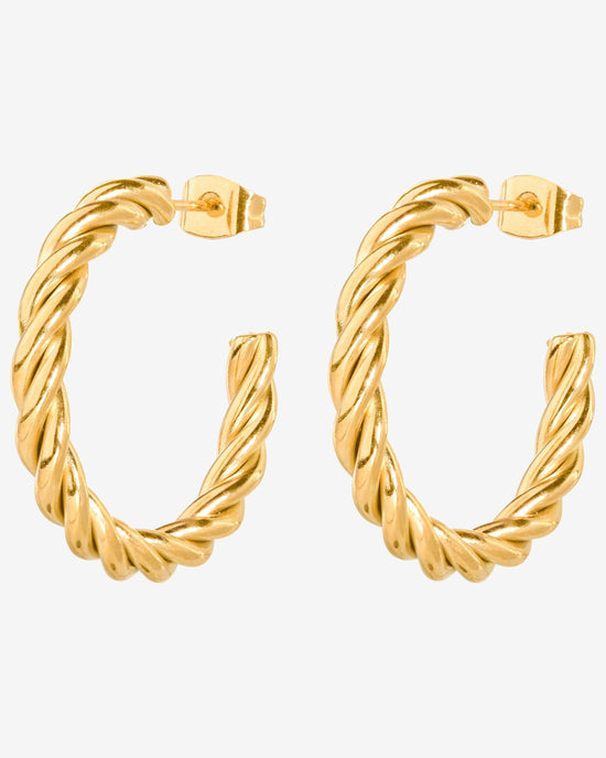 Squeeze it Medium Hoop Studs Gold