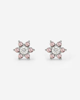 Sparkling Pink Petal Studs Silber
