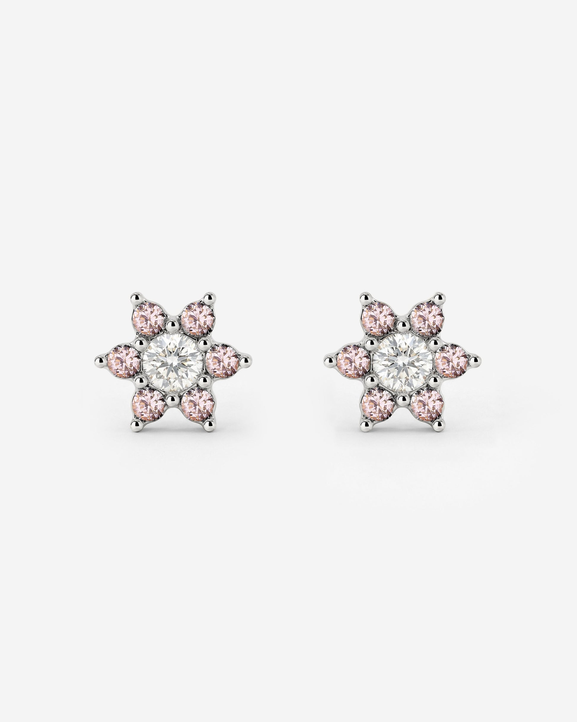 Sparkling Pink Petal Studs Silber