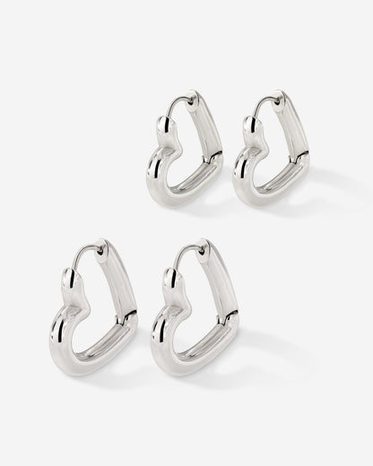 Phat Heart Hoop Bundle Silber