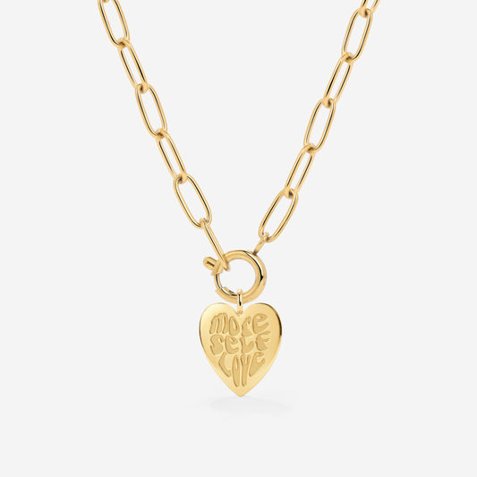 More Self-Love Oval Links Necklace Set Gold