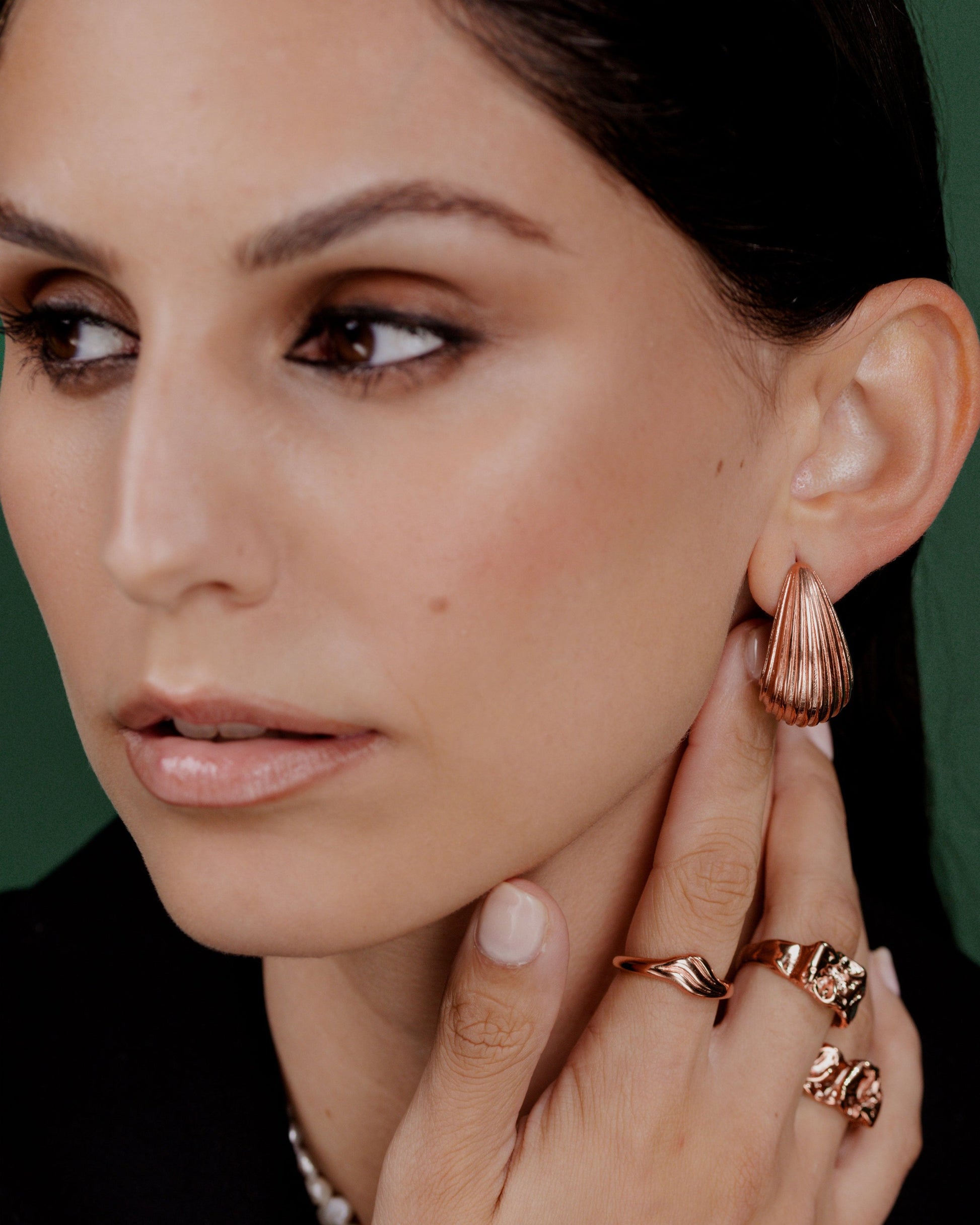 Textured Droplet Studs Large Roségold