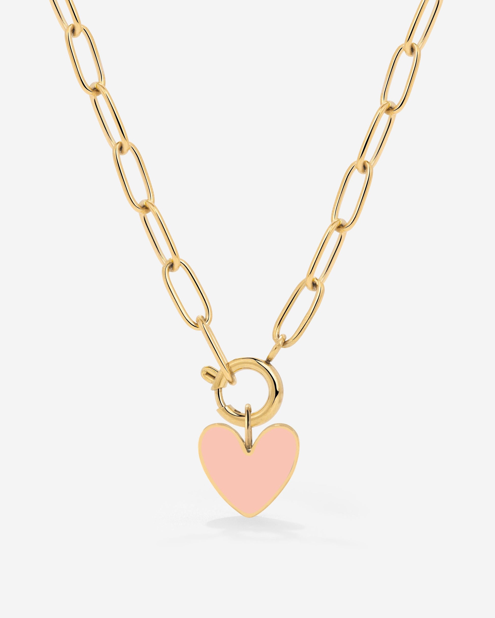 Pink Heart Oval Links Necklace Set Gold