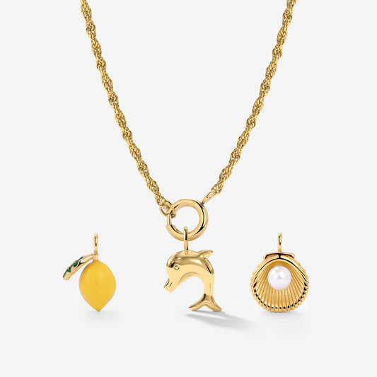 Rope Chain Charm Necklace Set